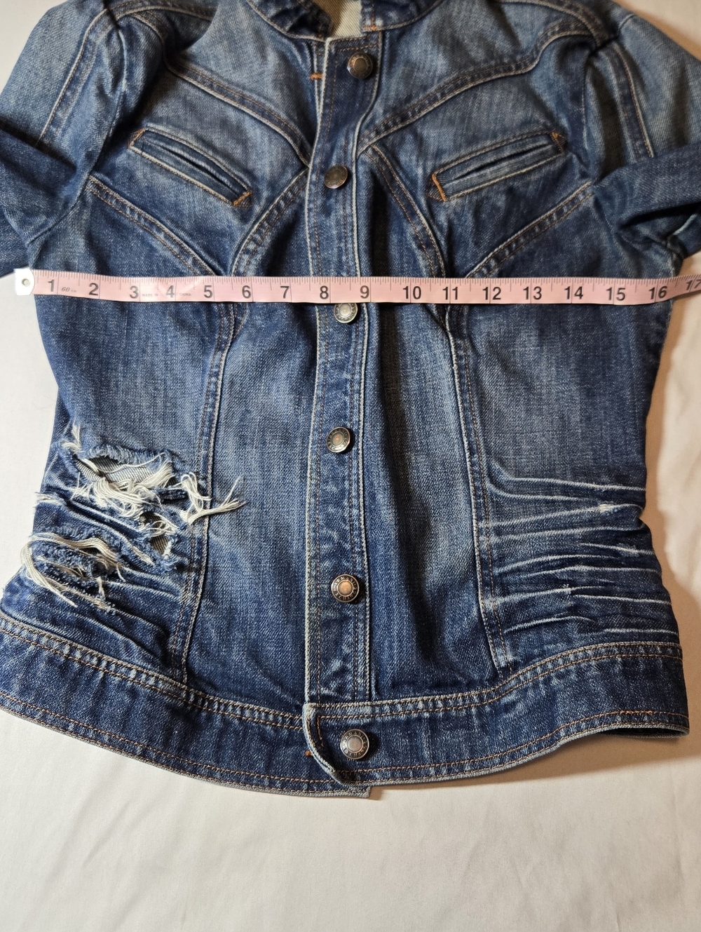Vintage Armani Exchange Distressed Denim Jacket In A Fitted Size Medium - Picture 6 of 9